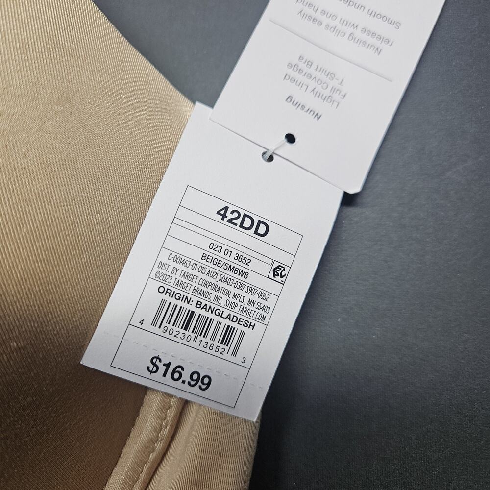 Auden Nursing Bra, Full Coverage, Lightly Lined, Beige, Size 42DD - Picture 4 of 7